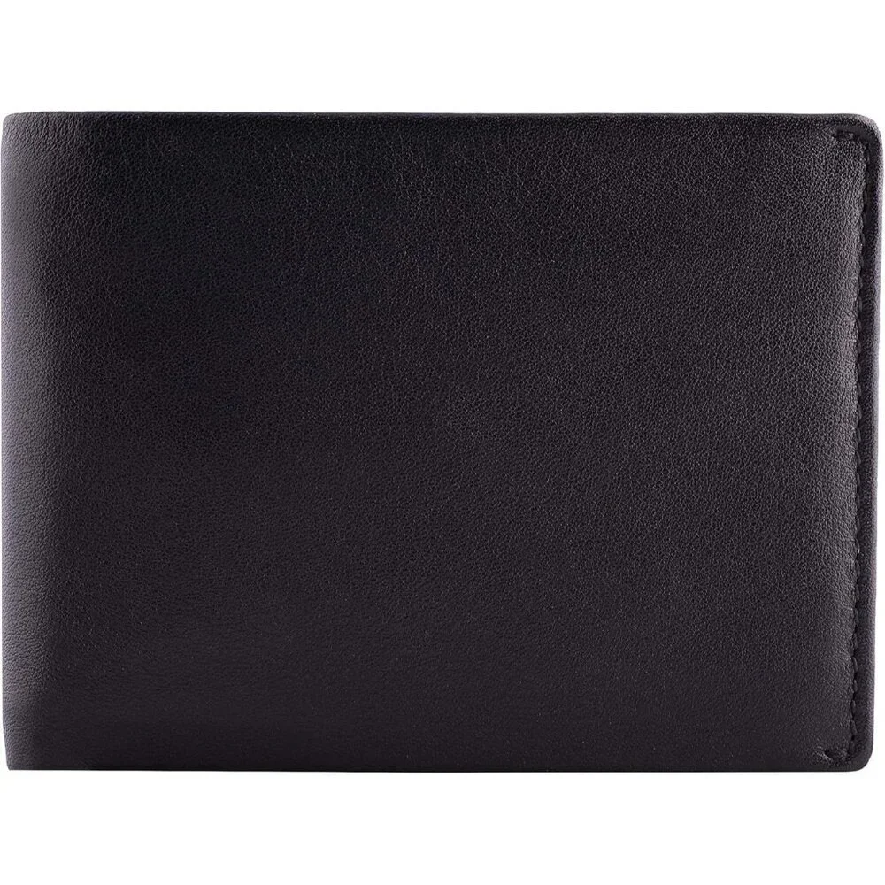 Men's Napa Black Travel Leather Bifold Wallet Card Top Slip Flip Pockets